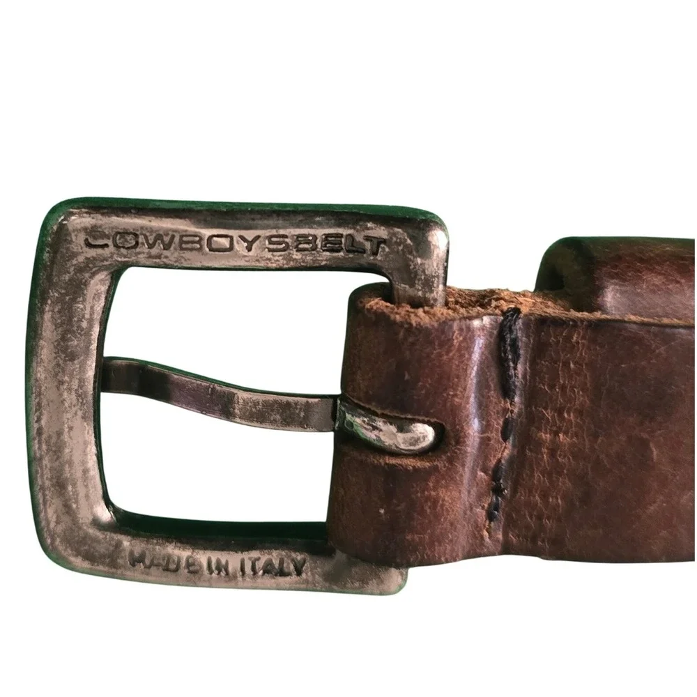 Vintage COWBOYSBELT Sam Brown adjustable‎ brown 3/4 leather belt made italy 39 L